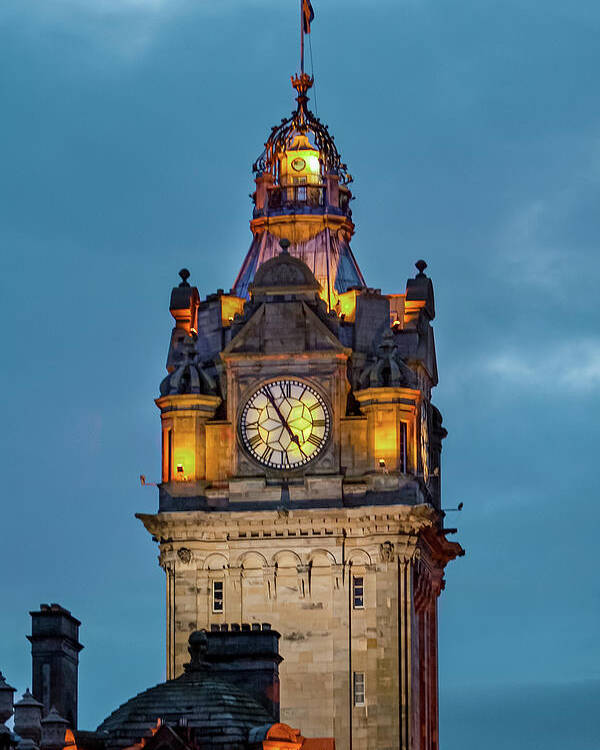 City Of Edinburgh Poster featuring the digital art City of Edinburgh Scotland - The Balmoral by SnapHappy Photos