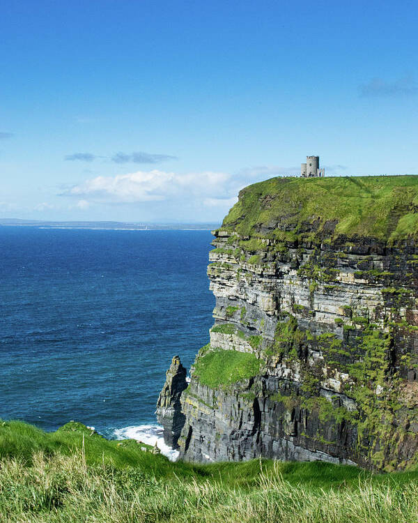 Cliffs Of Moher Poster featuring the photograph Cliffs of Moher Castle Ireland by Lisa Blake