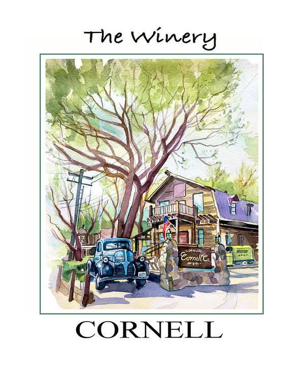 Ladyface Poster featuring the painting Cornell Winery poster by Luisa Millicent
