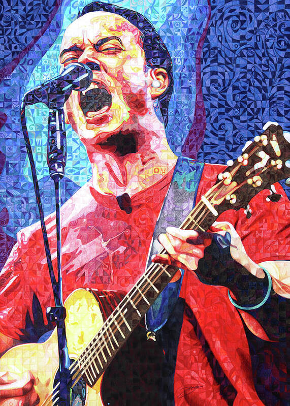 Dave Matthews Poster featuring the drawing Dave Matthews Squared by Joshua Morton