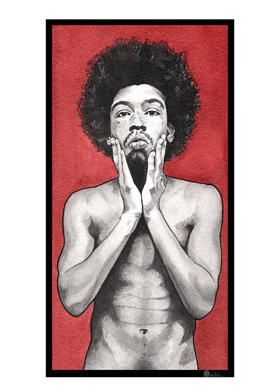 Portrait Poster featuring the painting Davis In Red-Full Length by Tiffany DiGiacomo