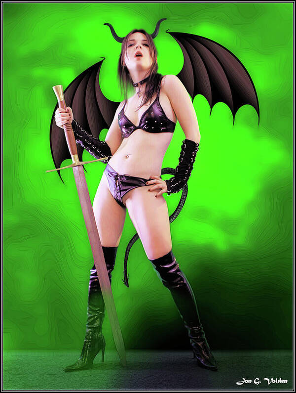 Rebel Poster featuring the photograph Demon With Sword by Jon Volden