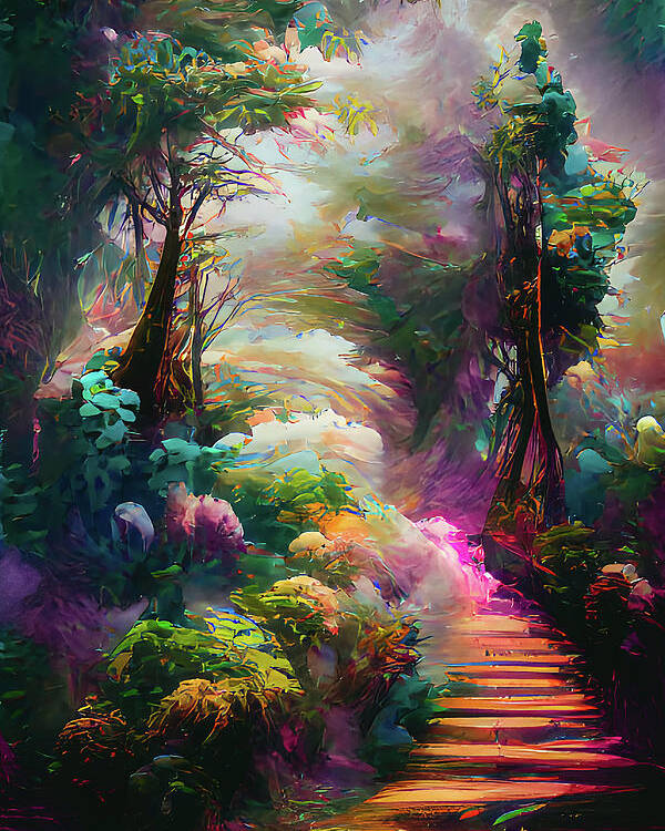 Mystical Poster featuring the digital art Dream Forest Path by Rich Kovach
