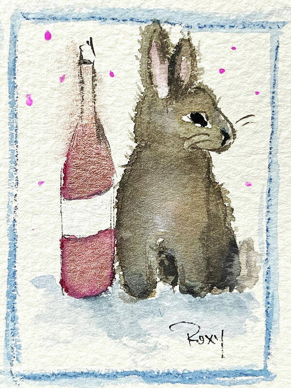 Bunny Poster featuring the painting Drunk Bunny 1 by Roxy Rich