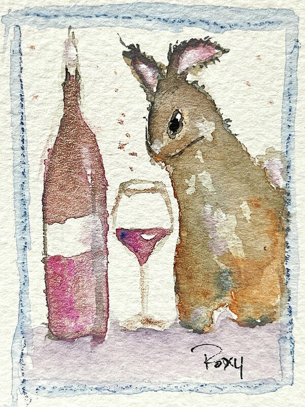 Bunny Poster featuring the painting Drunk Bunny by Roxy Rich