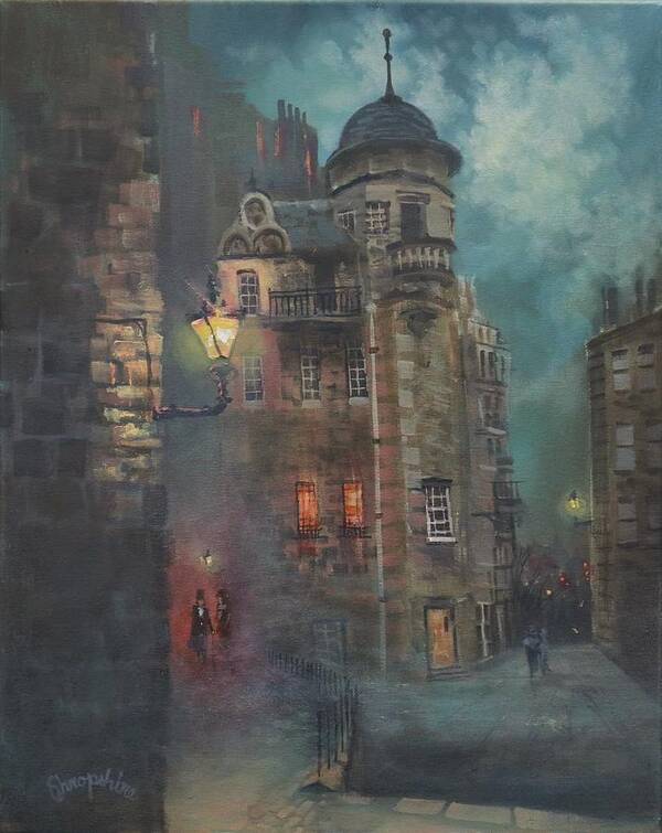 Edinburgh Poster featuring the painting Edinbrough Writers Museum by Tom Shropshire