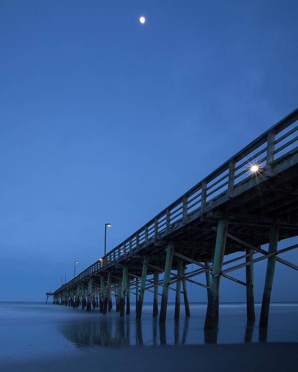 Carolina Coast Poster featuring the photograph Evening at the Pier - Topsail Island by Mike McGlothlen