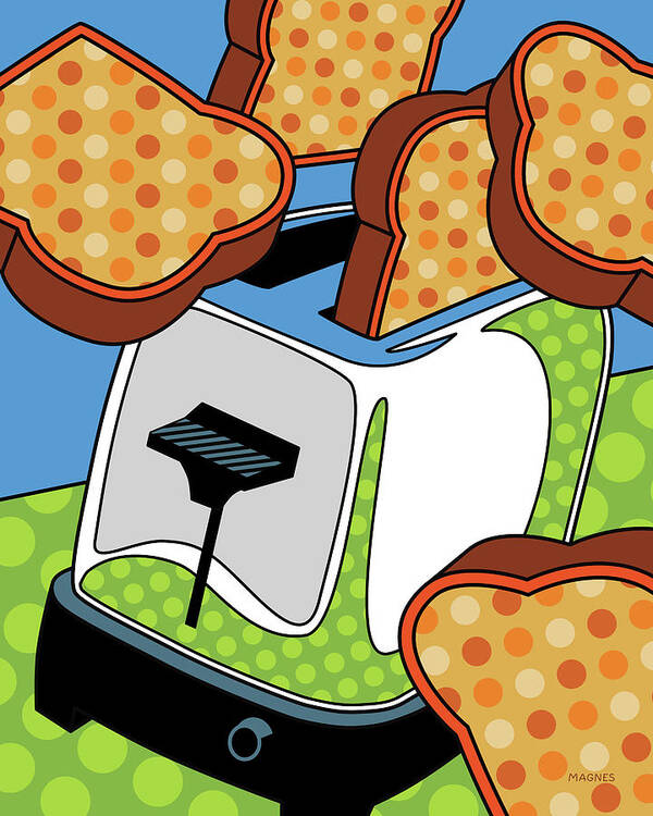 Toast Poster featuring the digital art Flying Toast by Ron Magnes