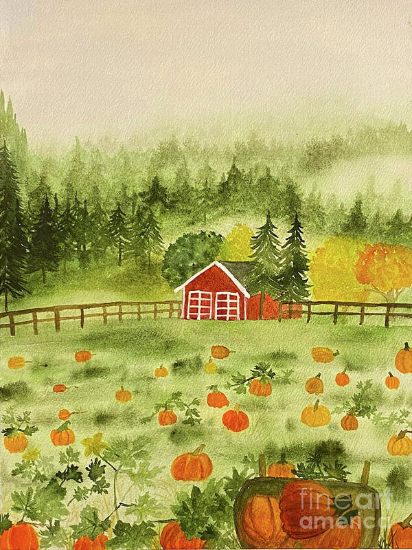 Fall Poster featuring the painting Foggy Farm by Lisa Neuman