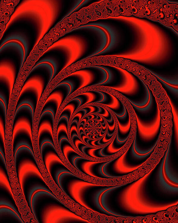 Glowing Red And Black Abstract Fractal Art by Matthias Hauser
