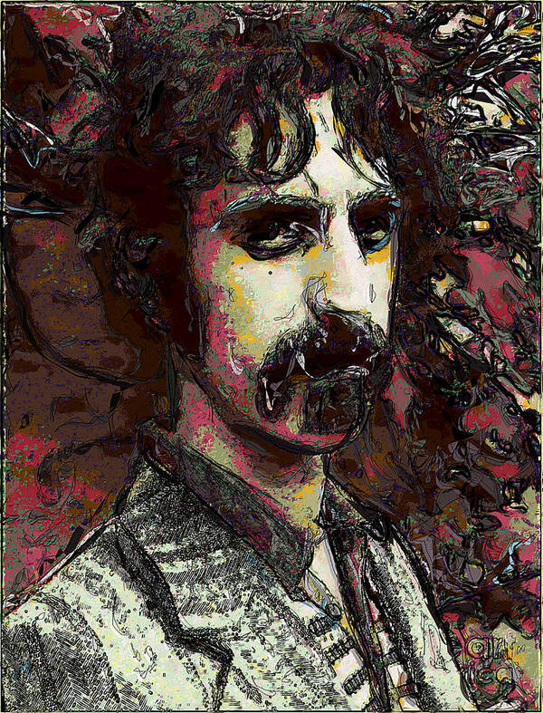Zappa Poster featuring the digital art Frank Zappa by David Lane