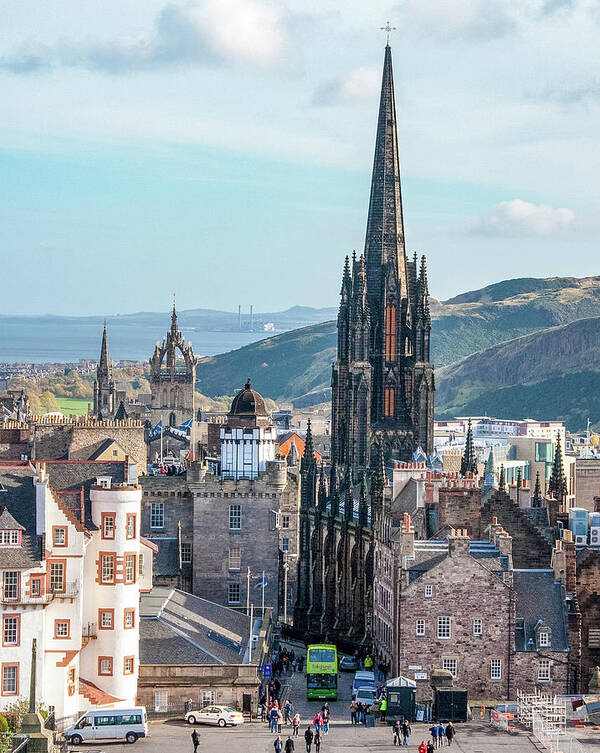 Castle Of Edinburgh Poster featuring the digital art From the Castle of Edinburgh, Scotland by SnapHappy Photos