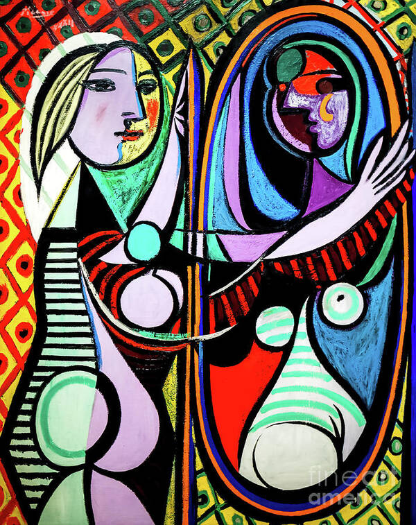 Girl a Mirror 1932 Pablo Picasso Poster by Pablo Picasso - Pixels Merch