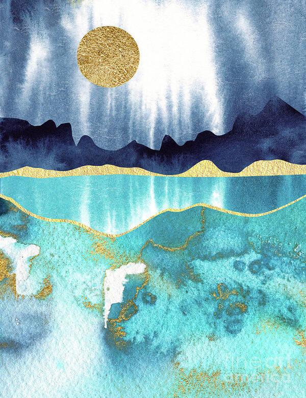 Modern Landscape Poster featuring the painting Golden Moon by Garden Of Delights