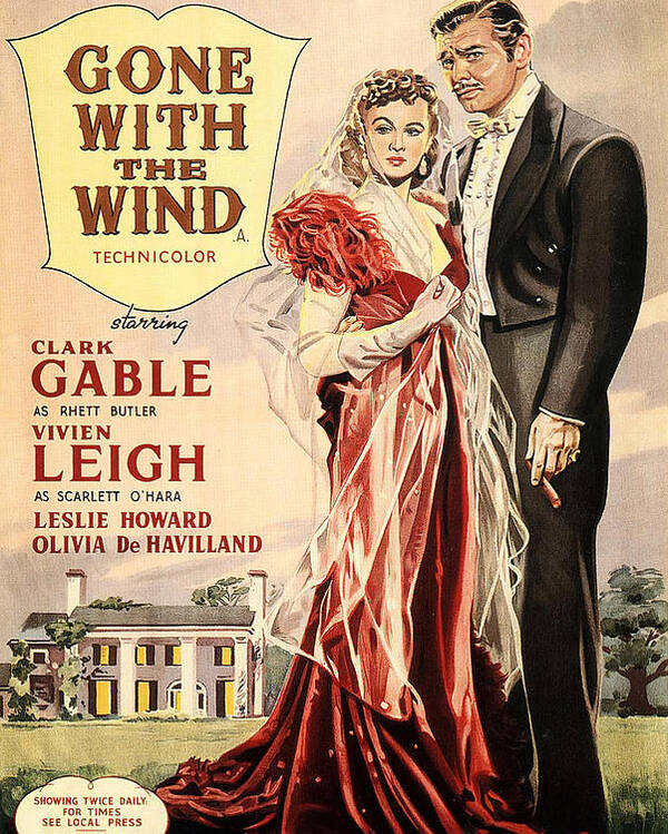 stof butik handikap Gone With the Wind'', with Clark Gable and Vivien Leigh, 1939-2 Poster by  Stars on Art - Pixels Merch