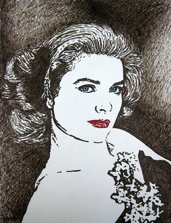 Grace Kelly Poster featuring the drawing Grace by Lynet McDonald