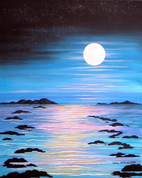 Night Poster featuring the painting Guiding Light by Carol Sabo
