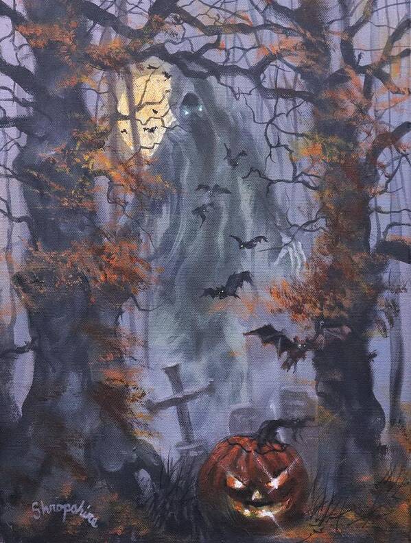 Halloween Specter Poster featuring the painting Halloween Specter by Tom Shropshire