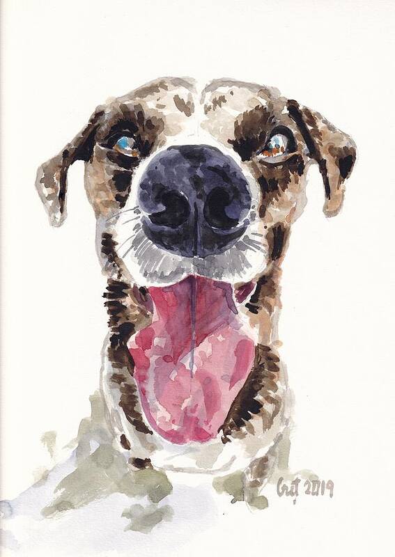 Watercolor Poster featuring the painting Happy Dog by George Cret