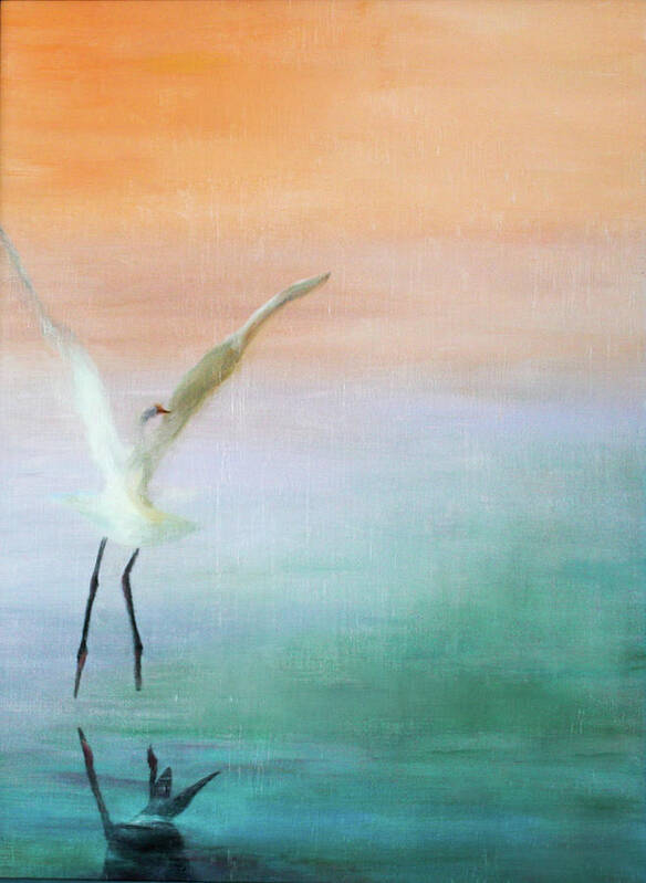 Heron Poster featuring the painting Heron Landing by Tracy Hutchinson