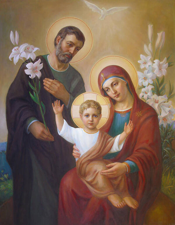 Jesus Poster featuring the painting Holy Family by Svitozar Nenyuk