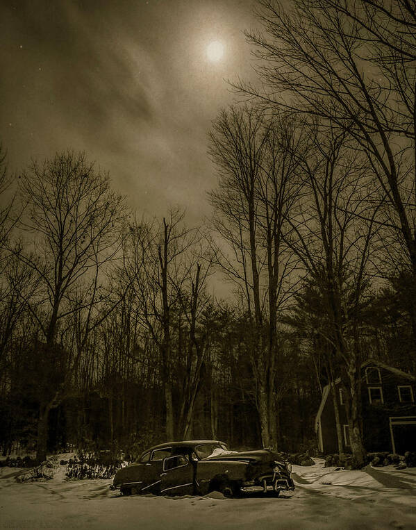 Car Poster featuring the photograph InThe Dead of Night by Jerry LoFaro