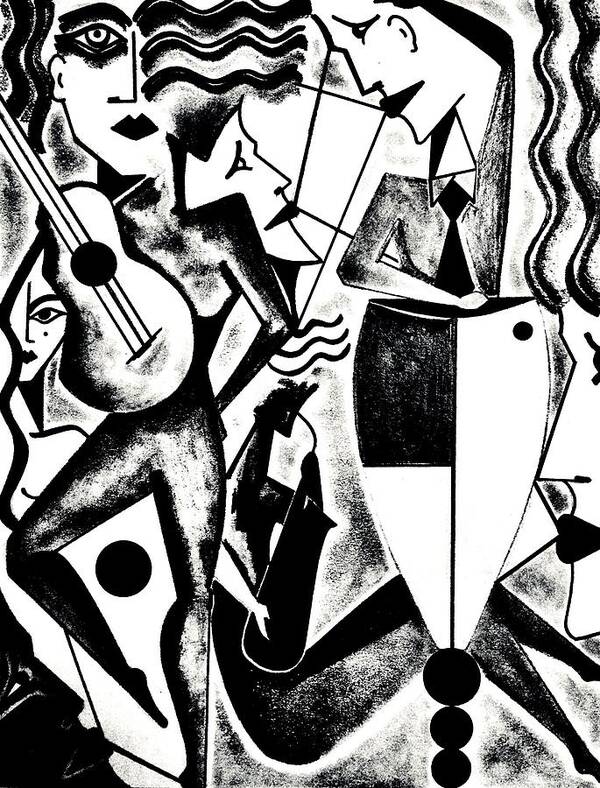 Jazz Art Poster featuring the drawing Jazz Art No.111 by Bodo Vespaciano