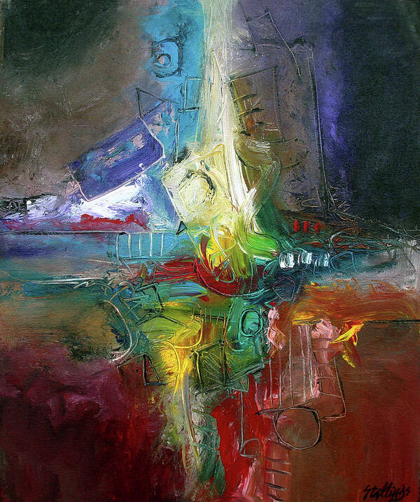 Abstract Poster featuring the painting Jazz Happy by Jim Stallings