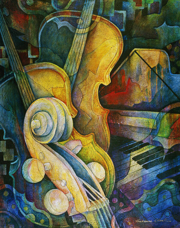 Susanne Clark Poster featuring the painting Jazzy Cello by Susanne Clark