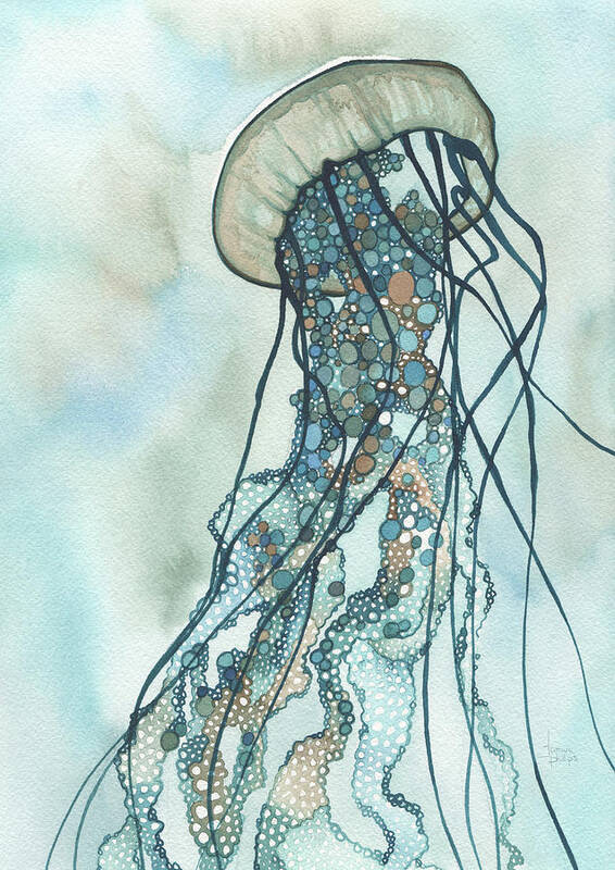 Marine Poster featuring the painting Jellyfish III by Tamara Phillips