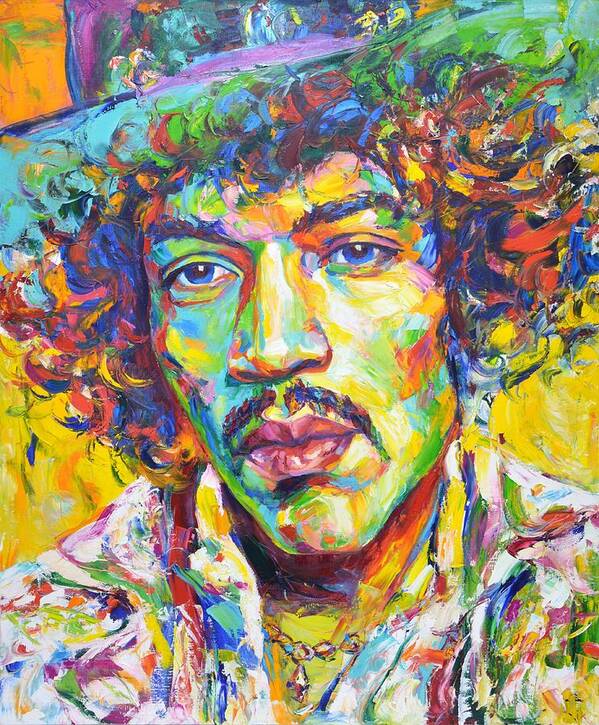 Jimi Hendrix Poster featuring the painting Jimi Hendrix by Iryna Kastsova