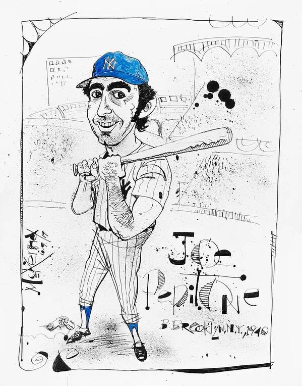  Poster featuring the drawing Joe Pepitone by Phil Mckenney
