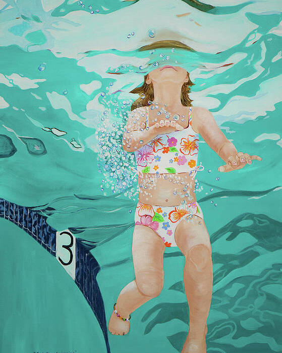 Swimming Pool Poster featuring the painting Just Keep Swimming by Linda Queally