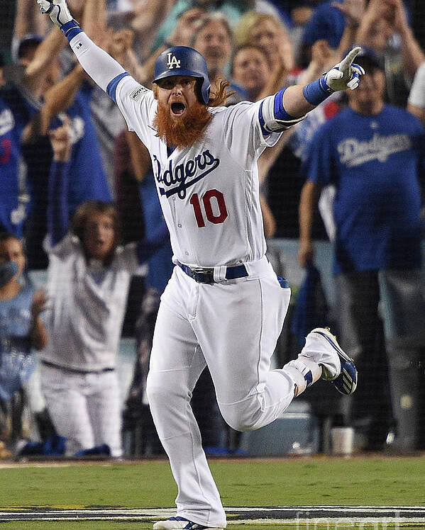 Game Two Poster featuring the photograph Justin Turner by Kevork Djansezian