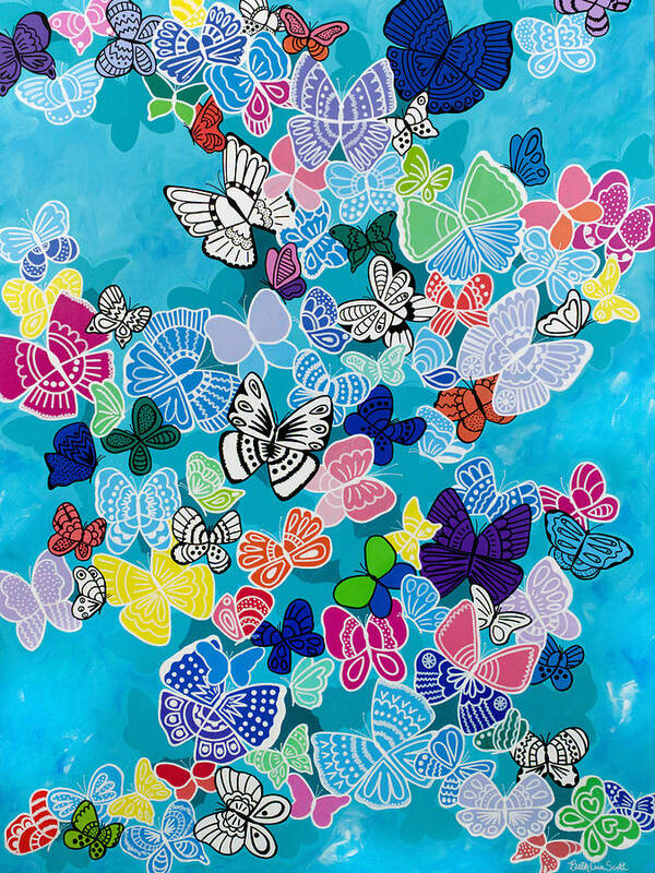 Butterflies Poster featuring the painting Kaleidoscope by Beth Ann Scott