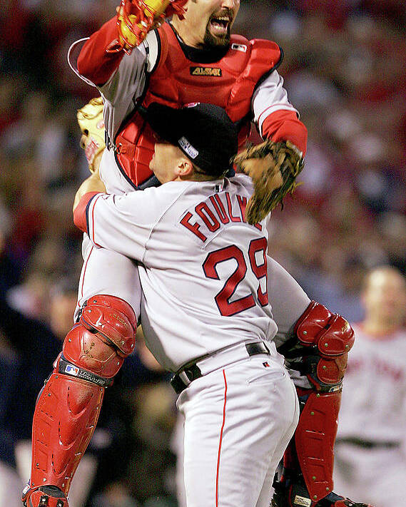 Celebration Poster featuring the photograph Keith Foulke and Jason Varitek by Jed Jacobsohn