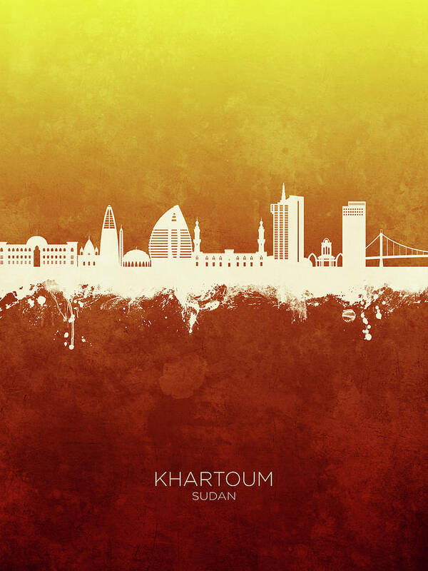 Khartoum Poster featuring the digital art Khartoum Sudan Skyline #35 by Michael Tompsett