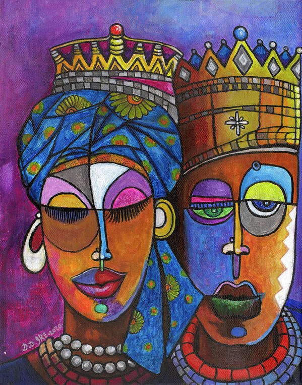 Black Art Poster featuring the painting King and Queen by Darlington Ike