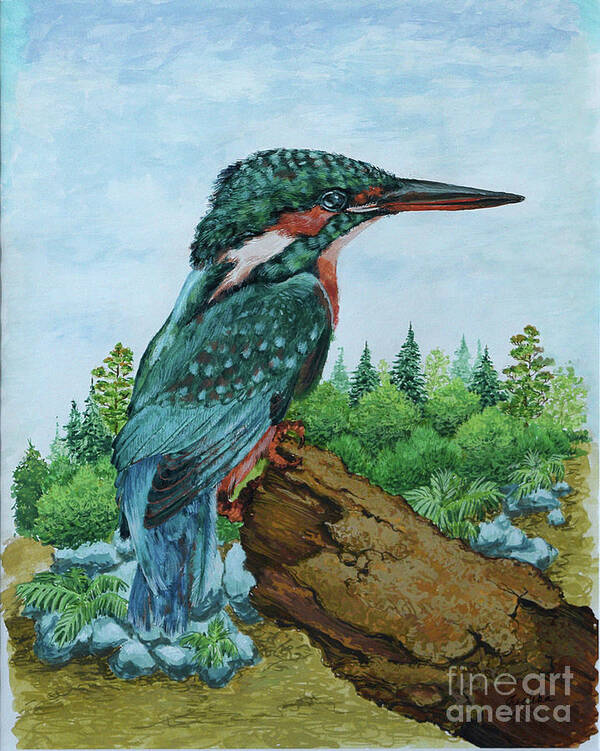  Poster featuring the painting Kingfisher by Jyotika Shroff