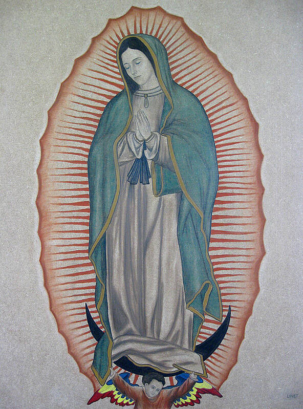 Virgen De Guadalupe Poster featuring the painting La Virgen de Guadalupe by Lynet McDonald