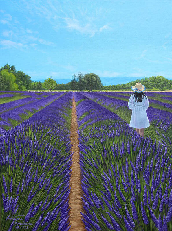 Landscape Poster featuring the painting Lady in Lavender by Adrienne Dye