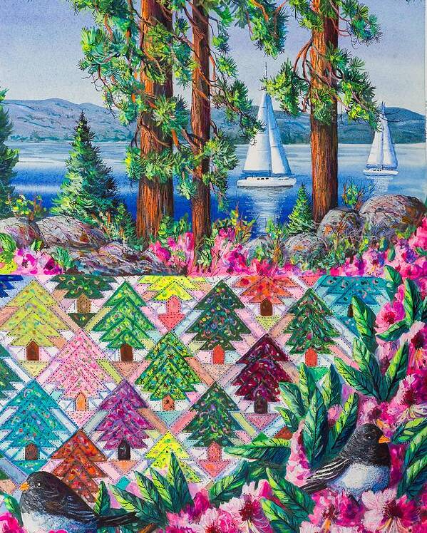 Lake Tahoe Poster featuring the painting Lake Tahoe Pines by Diane Phalen