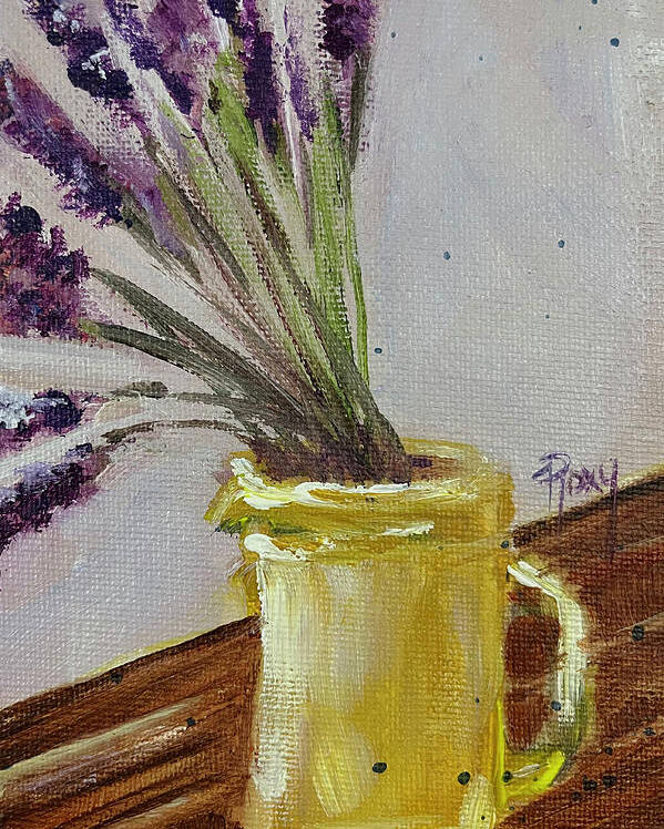 Lavender Poster featuring the painting Lavender in a Yellow Pitcher by Roxy Rich