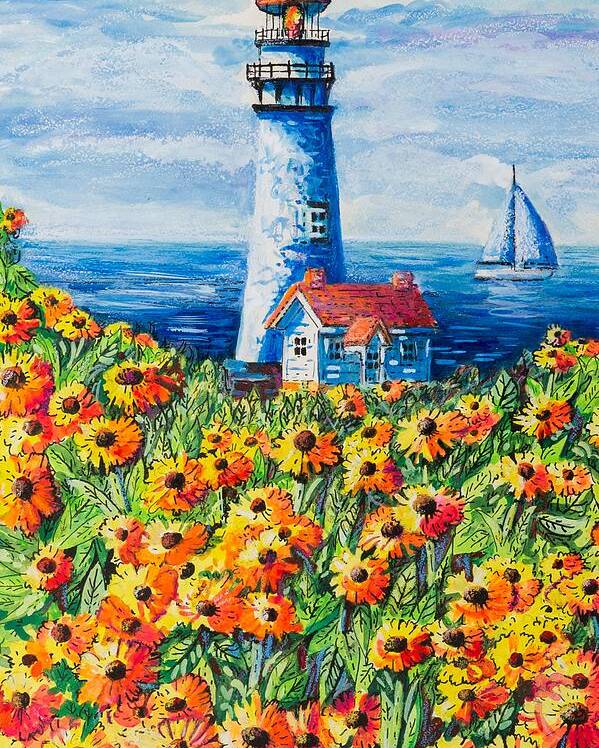 Lighthouse Poster featuring the painting Lighthouse Vista by Diane Phalen