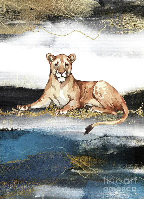 Lioness Poster featuring the painting Lioness Watercolor Animal Art Painting by Garden Of Delights