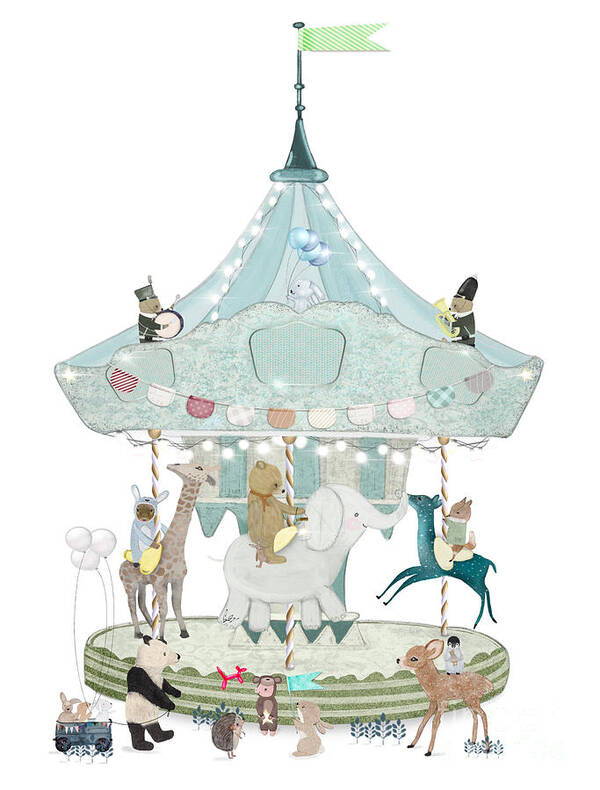 Nursery Art Poster featuring the painting Little Carousel by Bri Buckley