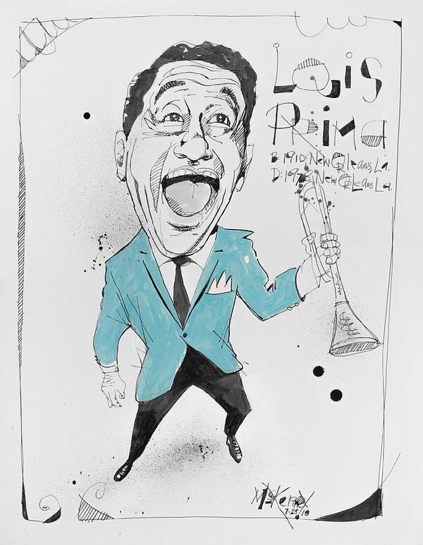  Poster featuring the drawing Louis Prima by Phil Mckenney