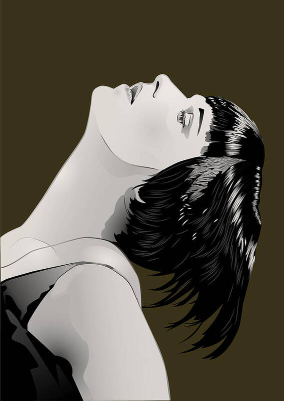 Louise Brooks Official Poster featuring the digital art Louise Brooks in Berlin - Ochre Umber by Louise Brooks