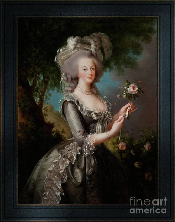 Marie Antoinette With A Rose Poster featuring the painting Marie Antoinette with a Rose by Elisabeth-Louise Vigee Le Brun by Rolando Burbon