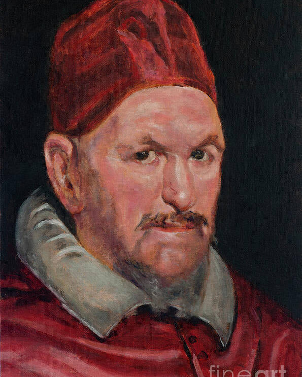  Poster featuring the painting Master Copy of Detail of Portrait of Pope Innocent X by Diego Velazquez by Pablo Avanzini